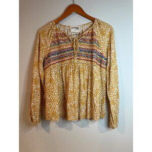 Savanna Jane Mustard Embroidered Rayon BOHO Top